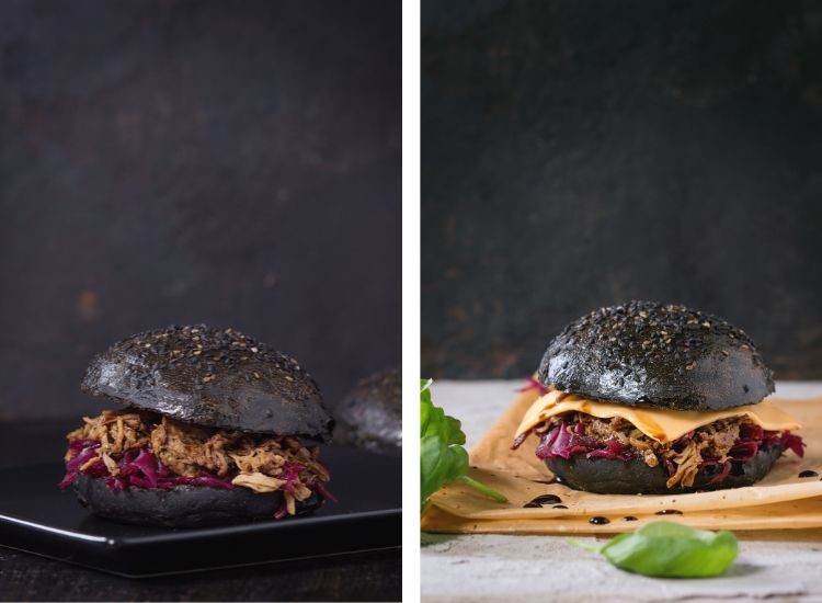 Black Burger au pulled pork et chou rouge